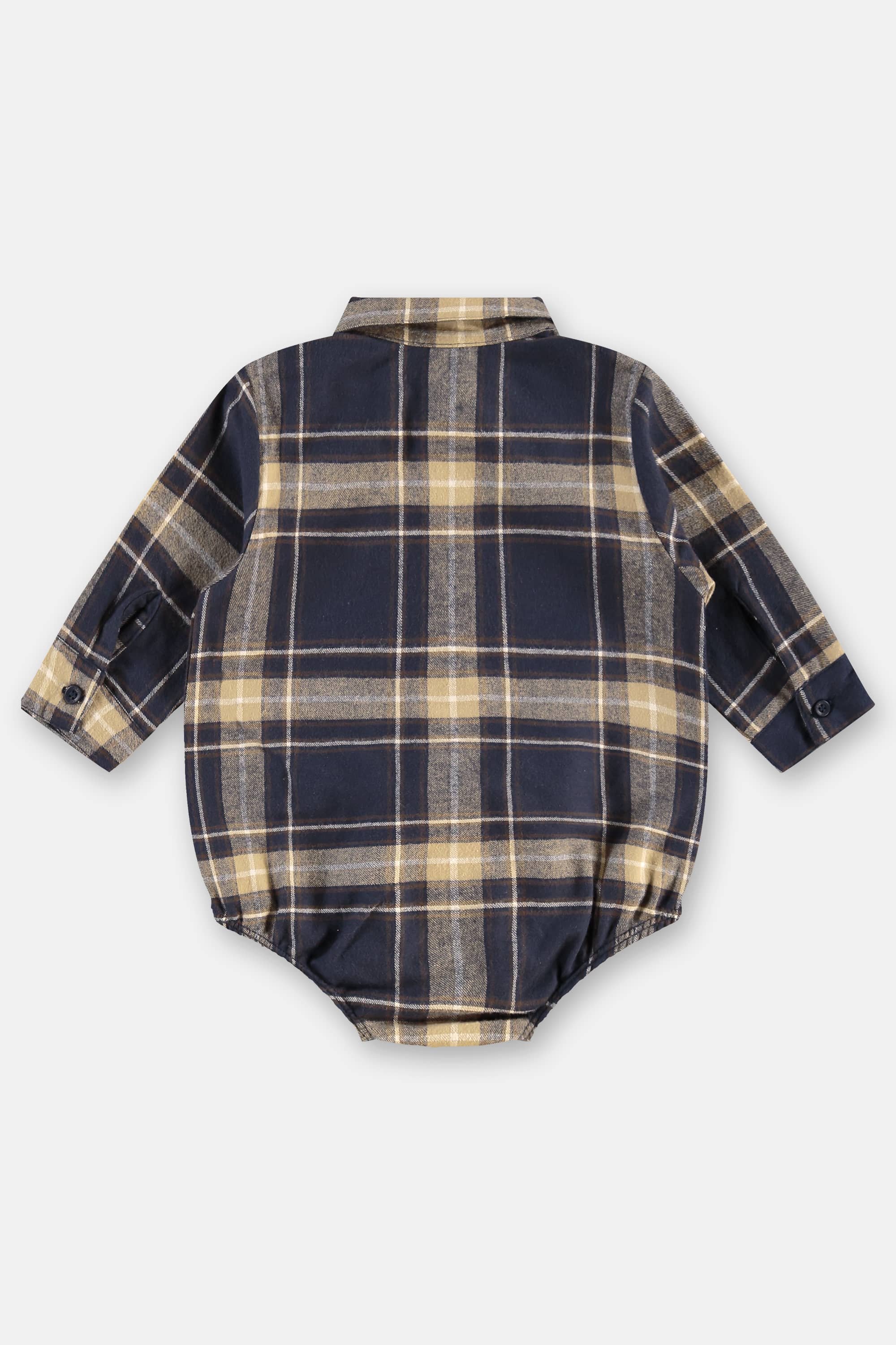 Body Camisa para Bebê Menino em Flanela Xadrez (Azul) Up Baby - Imagem 3